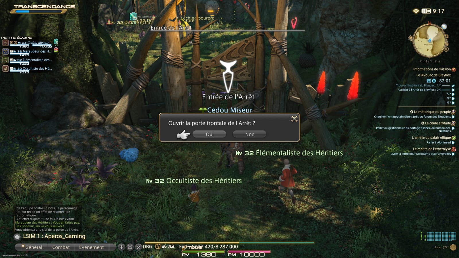 Confirme l’ouverture de la porte frontale de l’Arrêt.