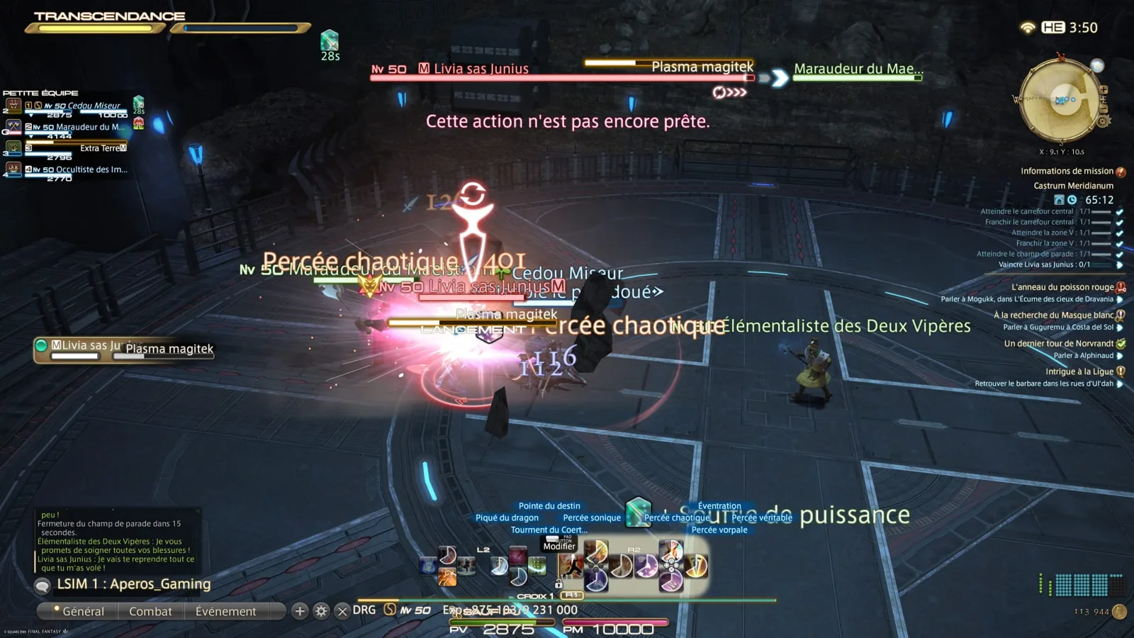 Plasma magitek : une attaque à anticiper avec les soins du groupe.