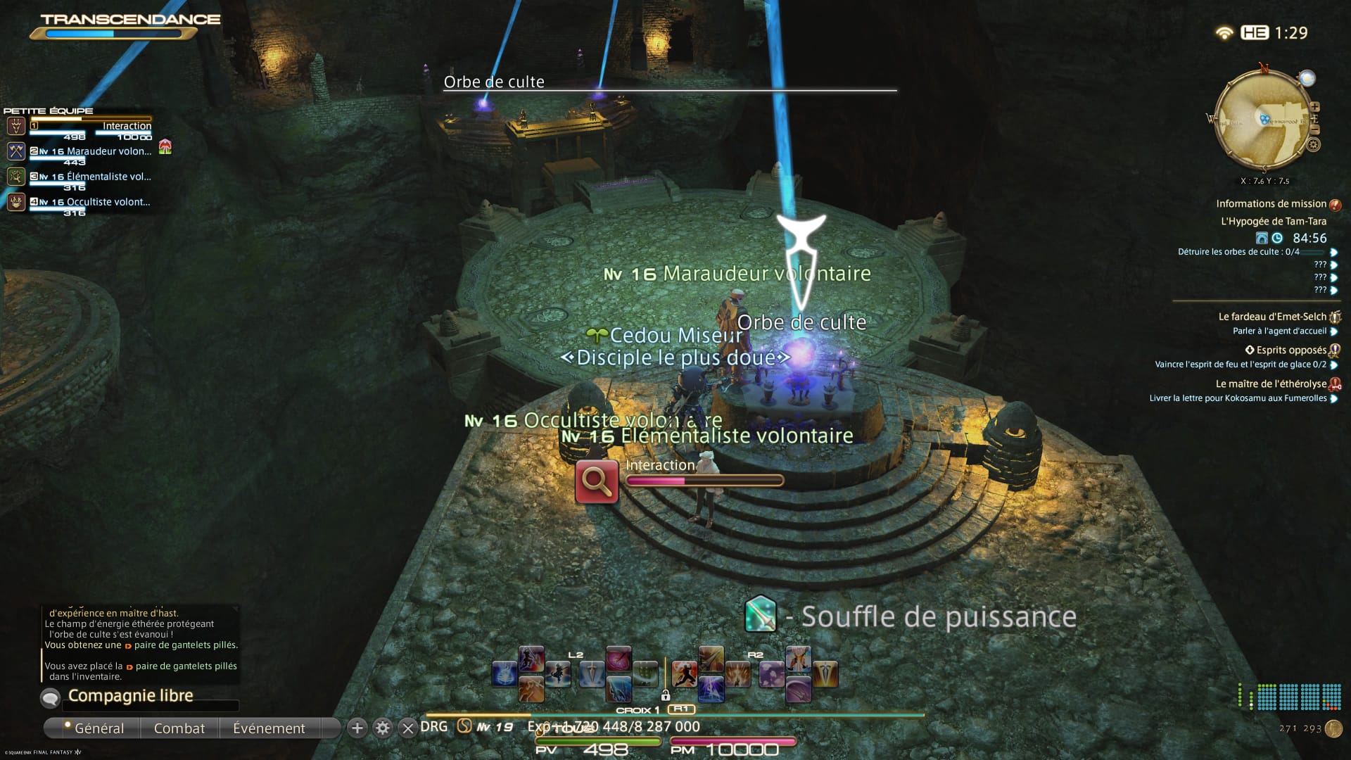 Un orbe de culte protégé par des ennemis dans Tam-Tara